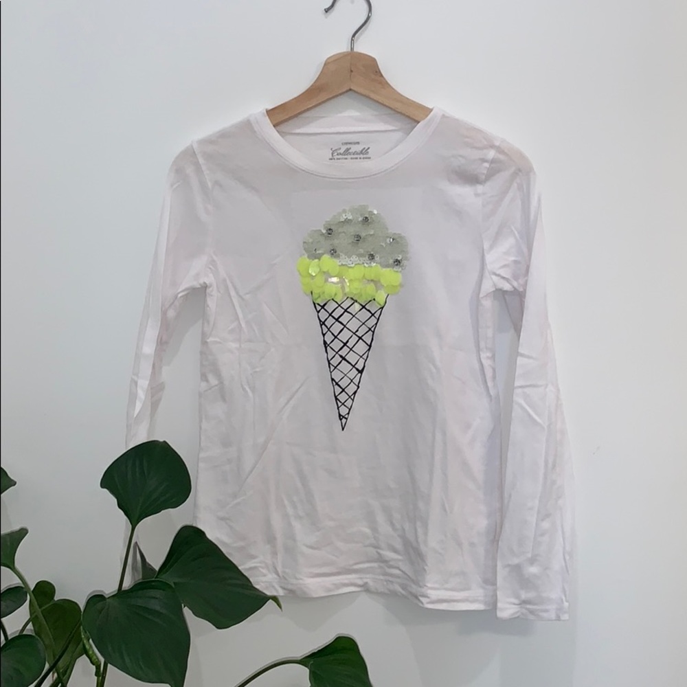 Crewcuts white long sleeve sequins ice cream shirt